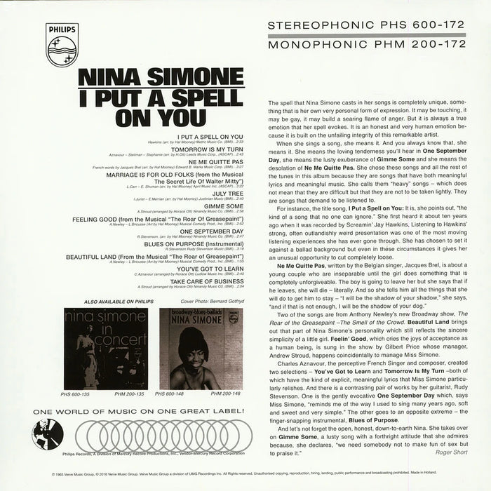 Nina Simone – I Put A Spell On You LP vinyl record, image 3 of 3