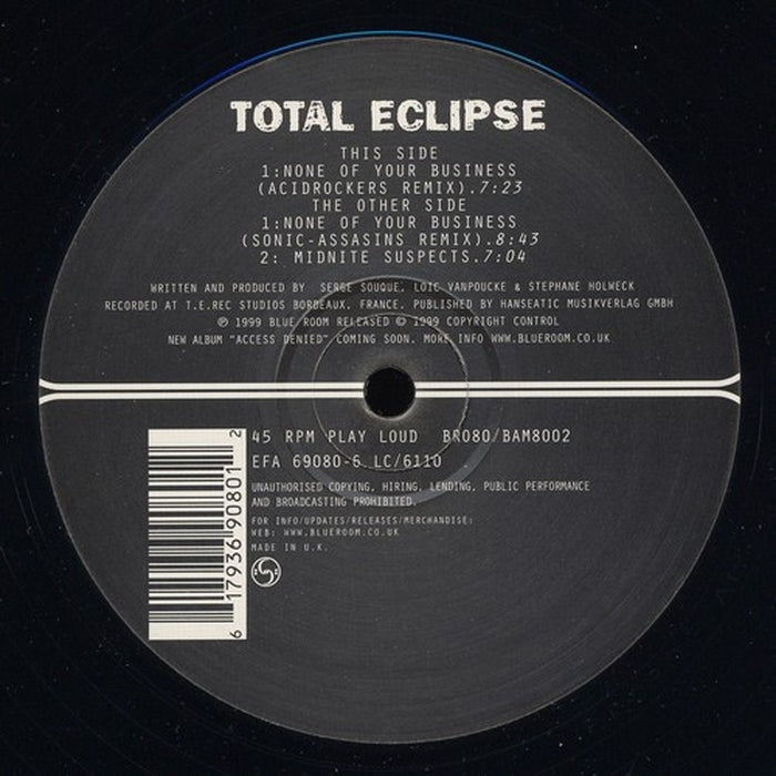 Total Eclipse – None Of Your Business / Midnite Suspects (LP, Vinyl Record Album)