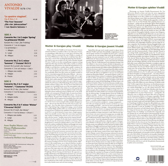 Antonio Vivaldi – The Four Seasons / Le Quattro Stagioni / Die Vier Jahreszeiten / Les Quatre Saisons LP vinyl record, image 3 of 3
