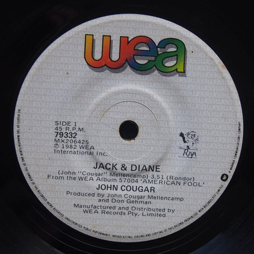 John Cougar Mellencamp – Jack & Diane (LP, Vinyl Record Album)
