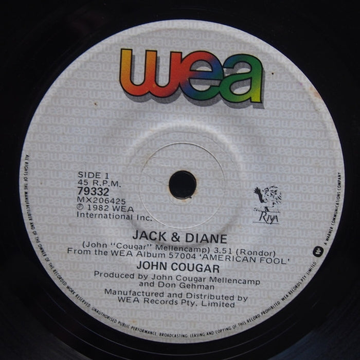 John Cougar Mellencamp – Jack & Diane (LP, Vinyl Record Album)