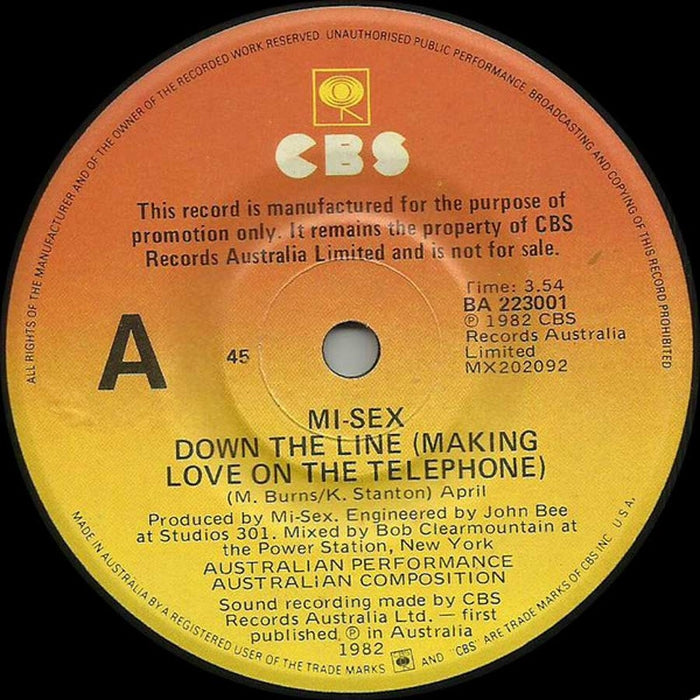 Mi-Sex – Down The Line (Making Love On The Telephone) (LP, Vinyl Record Album)