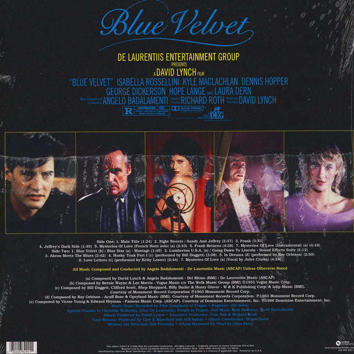 Angelo Badalamenti – Blue Velvet (Original Motion Picture Soundtrack) LP vinyl record, image 2 of 2