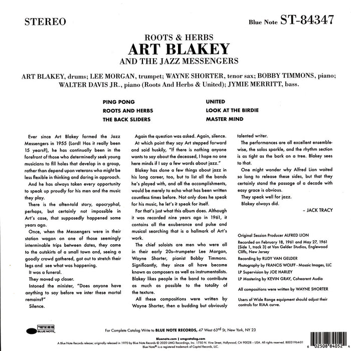 Art Blakey & The Jazz Messengers – Roots & Herbs (Blue Note) LP vinyl record, image 2 of 3