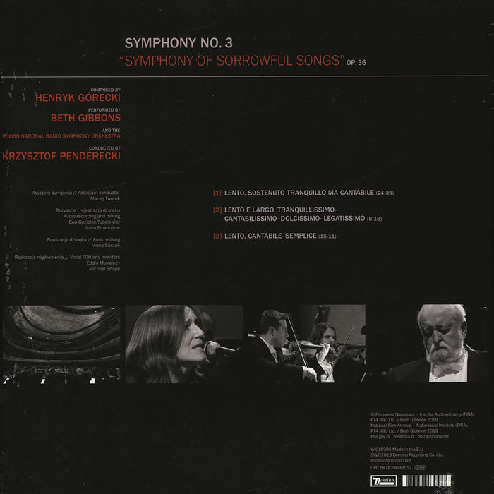 Henryk Górecki, Beth Gibbons, Polish National Radio Symphony Orchestra, Krzysztof Penderecki – Symphony No. 3 (Symphony Of Sorrowful Songs) Op. 36 LP vinyl record, image 2 of 2