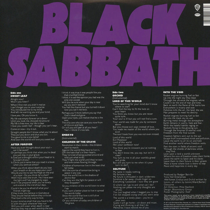 Black Sabbath – Master Of Reality LP vinyl record, image 2 of 2