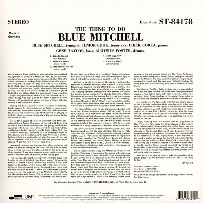 Blue Mitchell – The Thing To Do (Blue Note Classic) LP vinyl record, image 2 of 3