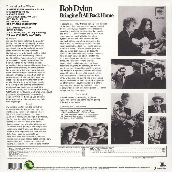 Bob Dylan – Bringing It All Back Home (Mono) LP vinyl record, image 2 of 3