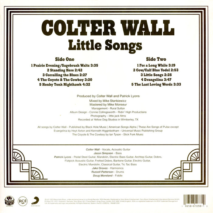 Colter Wall – Little Songs LP vinyl record, image 2 of 3