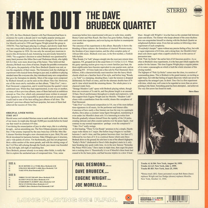 The Dave Brubeck Quartet – Time Out (Waxtime, Orange vinyl) LP vinyl record, image 2 of 2