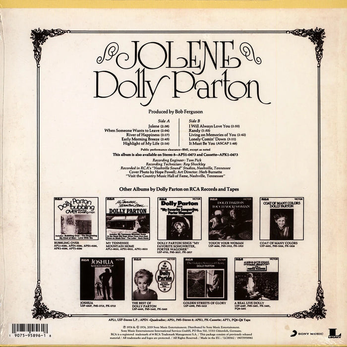Dolly Parton – Jolene LP vinyl record, image 2 of 3