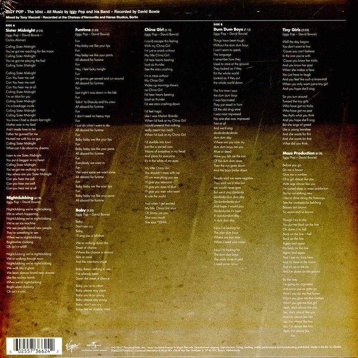 Iggy Pop – The Idiot LP vinyl record, image 2 of 3