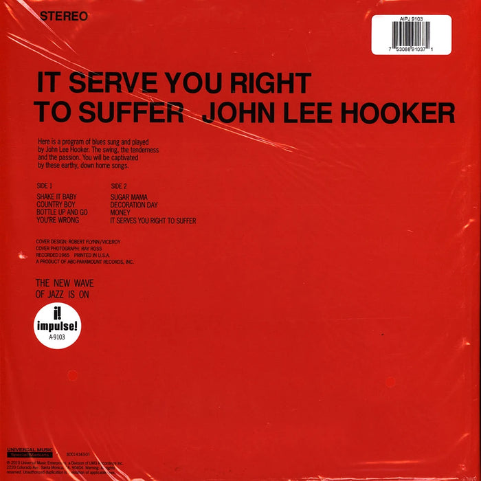 John Lee Hooker – It Serve You Right To Suffer (2xLP, 180g Analogue Productions) LP vinyl record, image 2 of 2