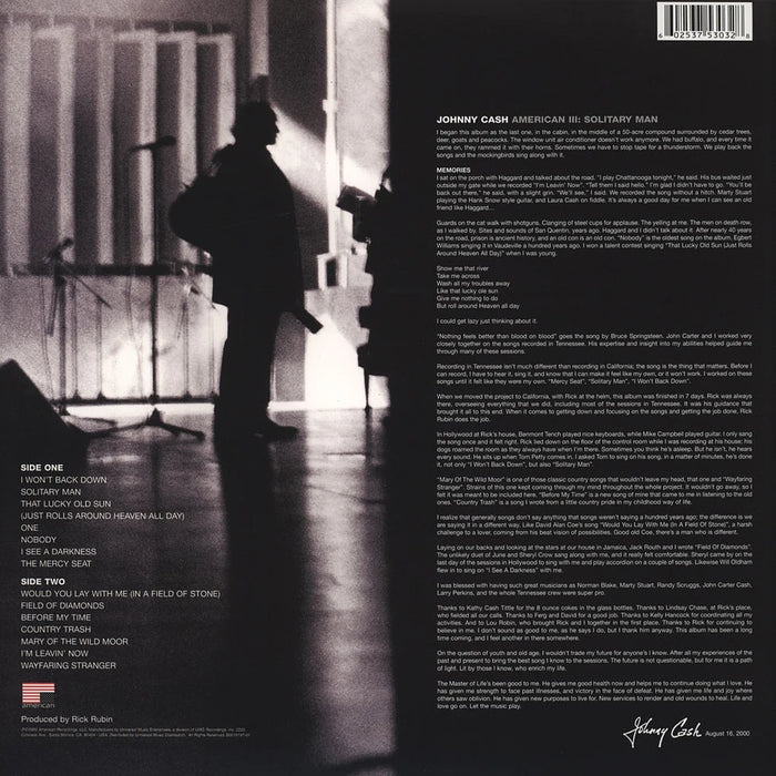 Johnny Cash – American III: Solitary Man LP vinyl record, image 2 of 2