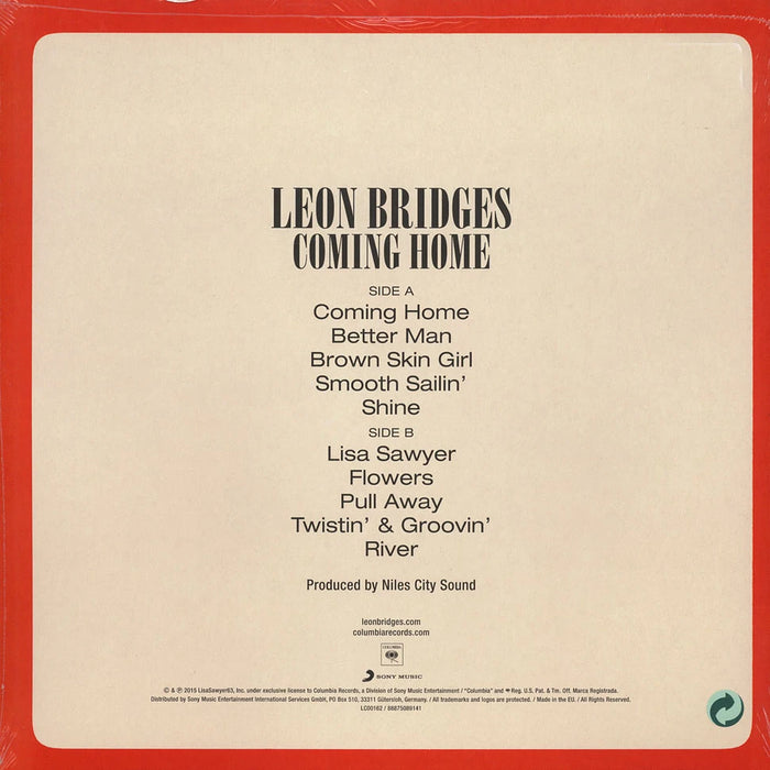 Leon Bridges – Coming Home LP vinyl record, image 2 of 2