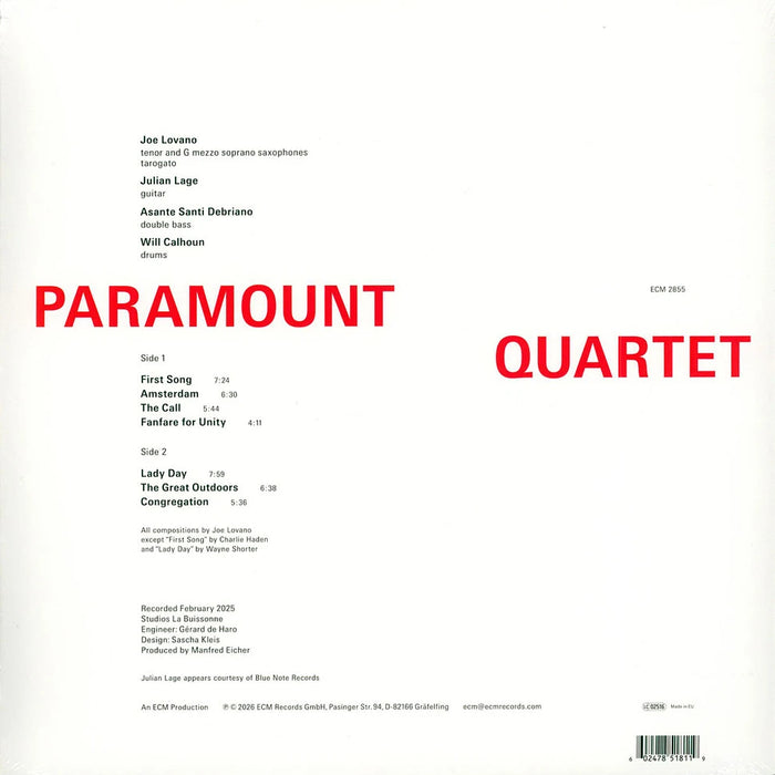 Joe Lovano – Paramount Quartet LP vinyl record, image 2 of 4