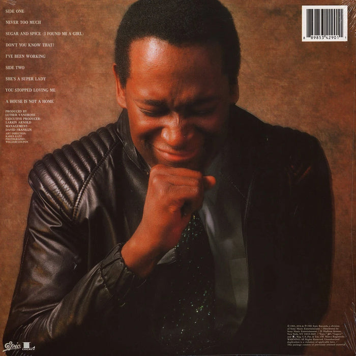 Luther Vandross – Never Too Much LP vinyl record, image 2 of 2