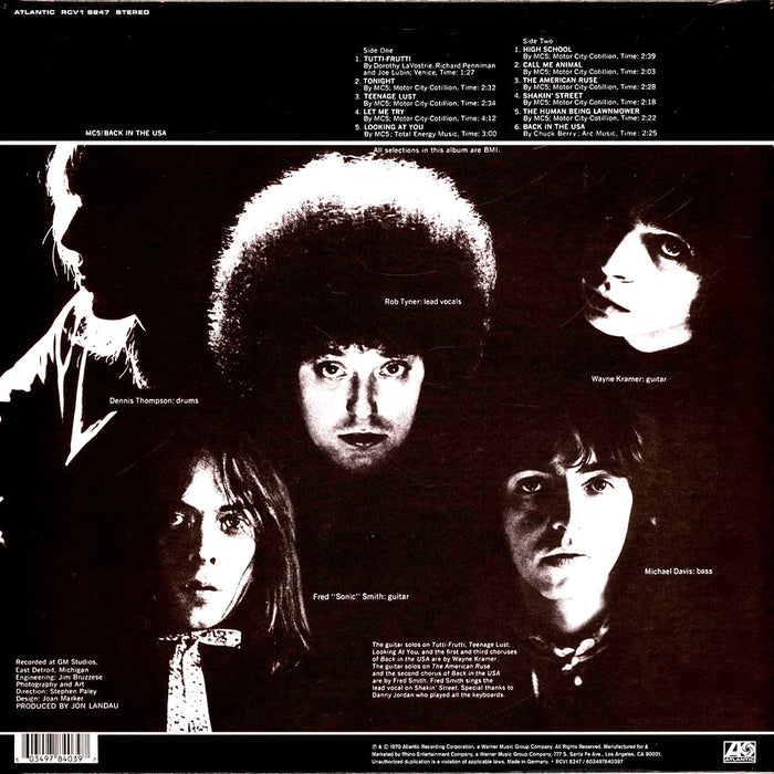 MC5 – Back In The USA (Atlantic 75 Series, Rocktober, Clear Vinyl) LP vinyl record, image 2 of 3