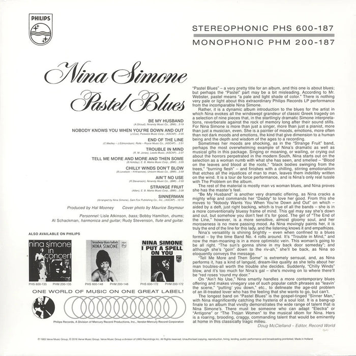 Nina Simone – Pastel Blues (Philips) LP vinyl record, image 2 of 2