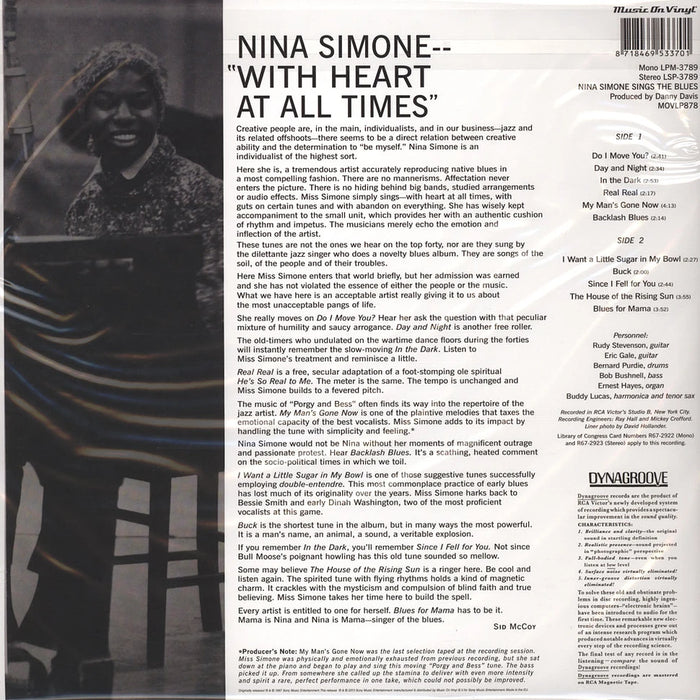 Nina Simone – Nina Simone Sings The Blues (Music On Vinyl) LP vinyl record, image 2 of 2