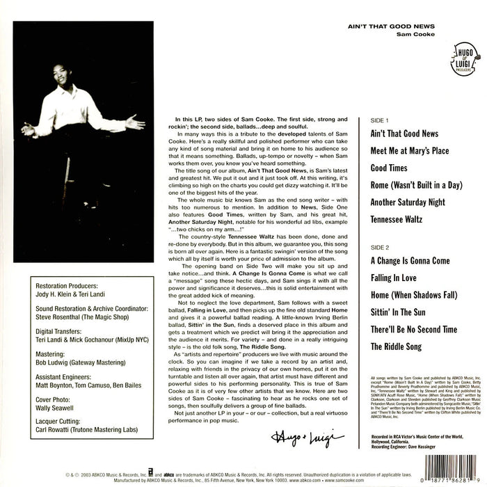 Sam Cooke – Ain't That Good News LP vinyl record, image 2 of 2