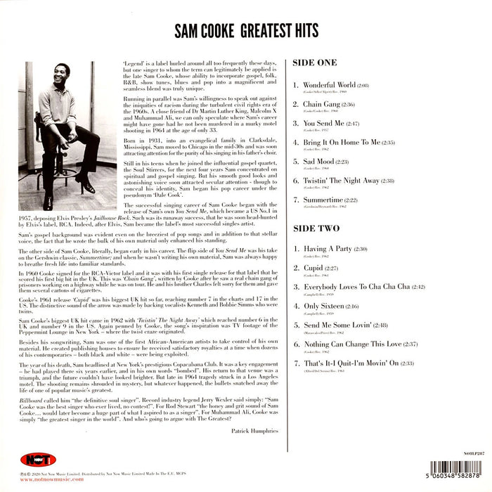 Sam Cooke – Greatest Hits LP vinyl record, image 2 of 2