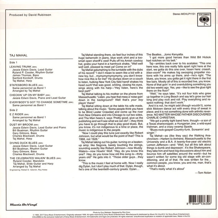 Taj Mahal – Taj Mahal LP vinyl record, image 3 of 2
