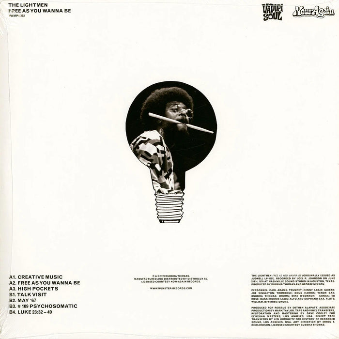 Bubbha Thomas & The Lightmen Plus One – Free As You Wanna Be LP vinyl record, image 2 of 3
