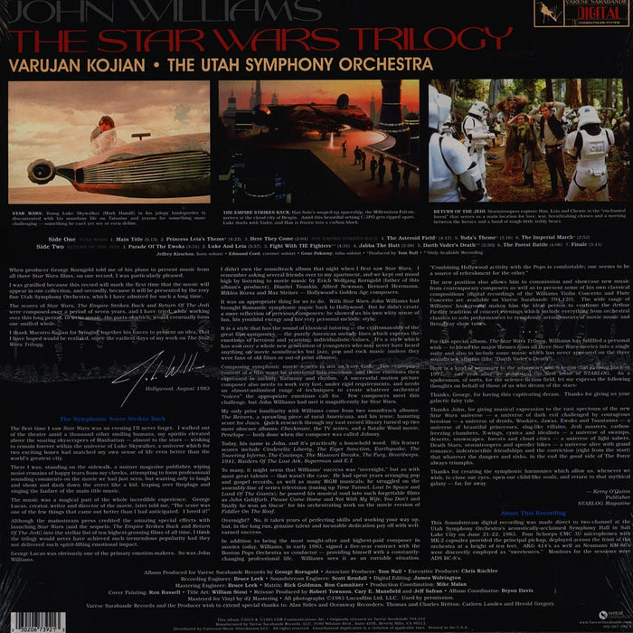 John Williams, Varujan Kojian, Utah Symphony Orchestra – The Star Wars Trilogy (Soundtrack) LP vinyl record, image 2 of 2