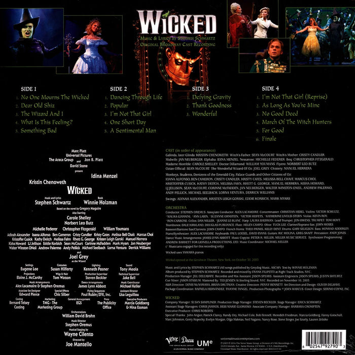 Stephen Schwartz – Wicked (Original Broadway Cast Recording) (2xLP) LP vinyl record, image 2 of 3