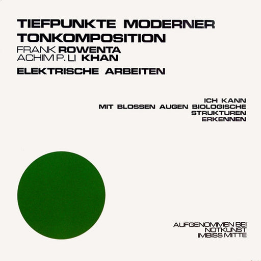 Rowenta/Khan – Tiefpunkte Moderner Tonkompositionen (LP, Vinyl Record Album)