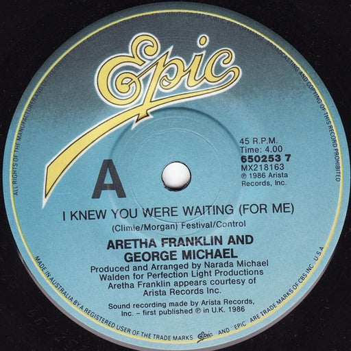 Aretha Franklin, George Michael – I Knew You Were Waiting (For Me) (LP, Vinyl Record Album)