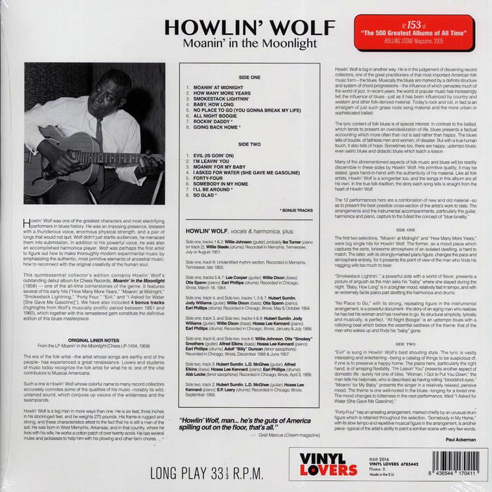 Howlin' Wolf – Moanin' In The Moonlight LP vinyl record, image 2 of 2