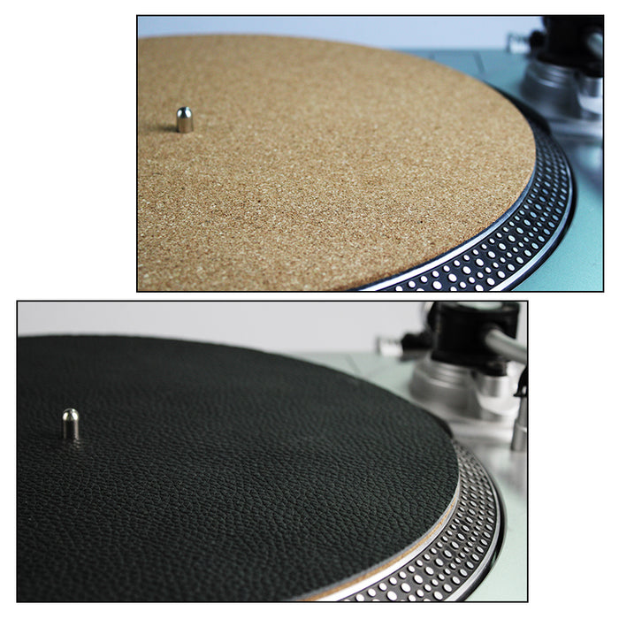 Genuine Leather & Cork LP Slip Mat - Black