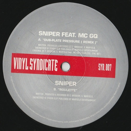 Sniper, MC GQ, Sniper – Dub Plate Pressure (Remix) / Roulette (LP, Vinyl Record Album)