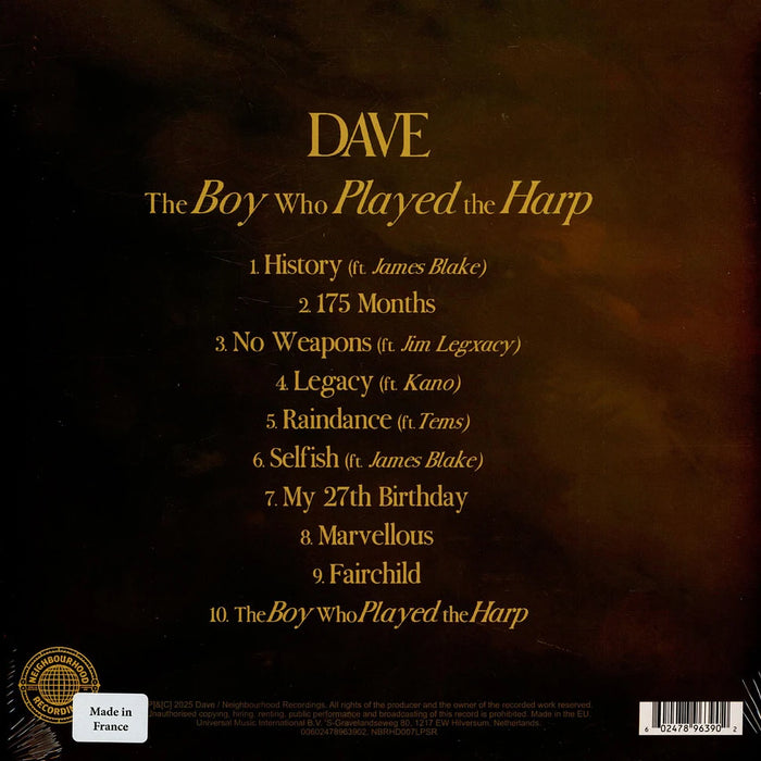 Dave – The Boy Who Played the Harp (2xLP, Yellow Vinyl) LP vinyl record, image 2 of 4