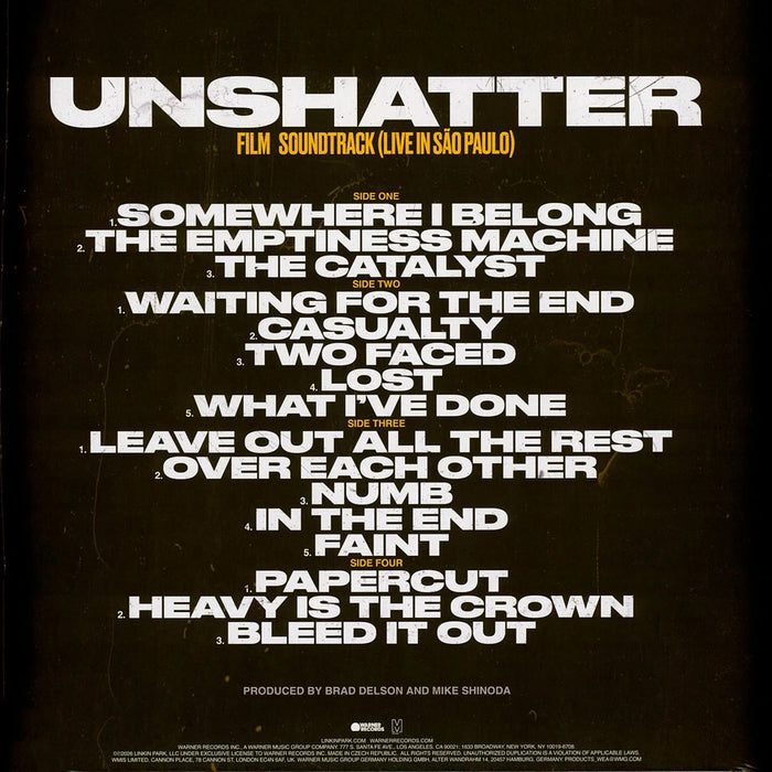 Linkin Park – Unshatter - Film Soundtrack (Live In São Paulo) (2xLP, Citrus Orange Vinyl) LP vinyl record, image 2 of 4