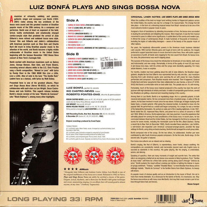 Luiz Bonfá – Plays And Sings Bossa Nova LP vinyl record, image 2 of 2