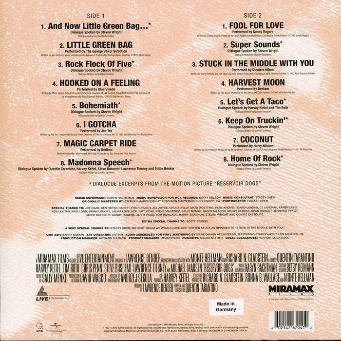 Various – Reservoir Dogs (Original Motion Picture Soundtrack) LP vinyl record, image 2 of 3