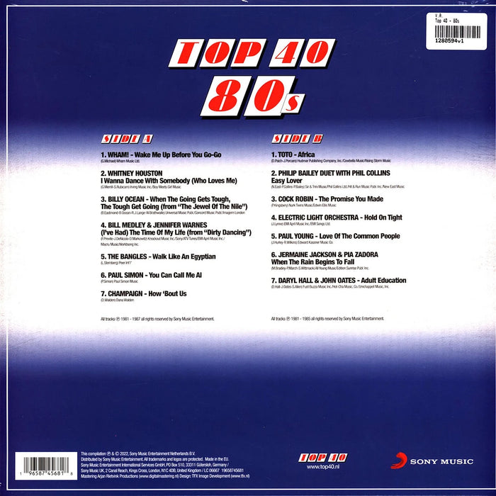 Various – Top 40 80s (Coloured vinyl) LP vinyl record, image 2 of 3