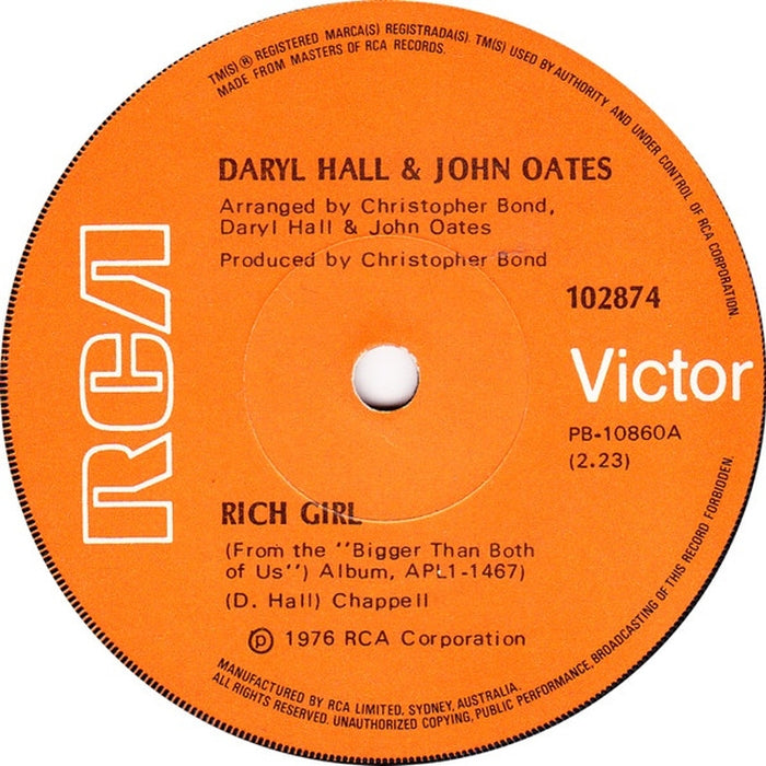 Daryl Hall & John Oates – Rich Girl (LP, Vinyl Record Album)