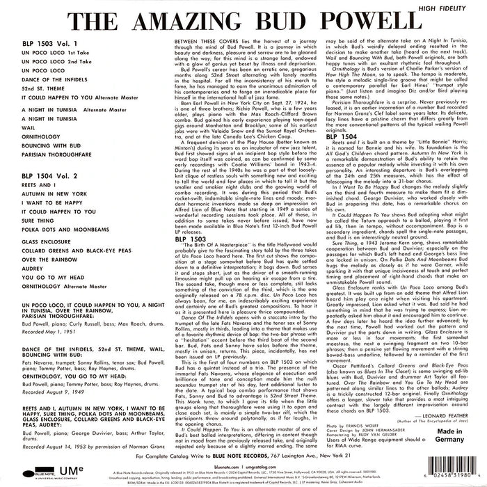 The Amazing Bud Powell, Volume 1 – Bud Powell (2xLP, Mono, Blue Note Classic) LP vinyl record, image 2 of 3