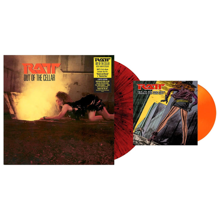 Ratt – Out Of The Cellar (Red & Black Splatter Vinyl + Neon Orange 7") LP vinyl record, image 2 of 2