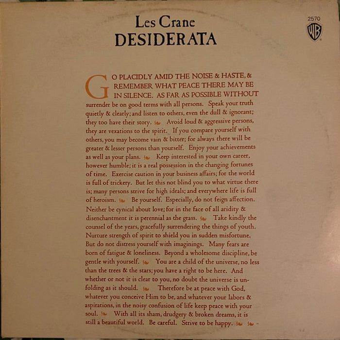 Les Crane – Desiderata (LP, Vinyl Record Album)