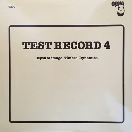 Various – Test Record 4 (Depth Of Image, Timbre, Dynamics) (LP, Vinyl Record Album)