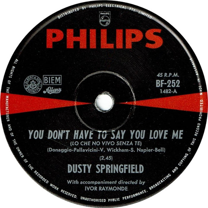 Dusty Springfield – You Don't Have To Say You Love Me (LP, Vinyl Record Album)
