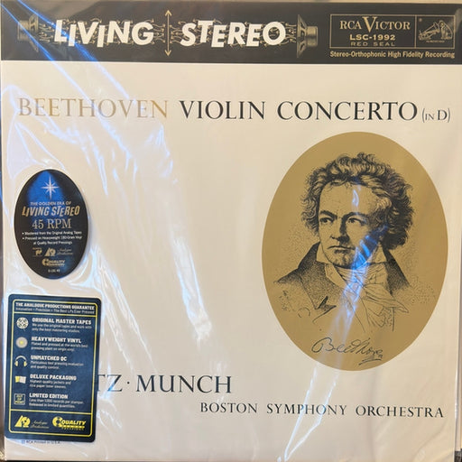 Ludwig van Beethoven, Jascha Heifetz, Charles Munch, Boston Symphony Orchestra – Violin Concerto (In D) (2xLP) (LP, Vinyl Record Album)