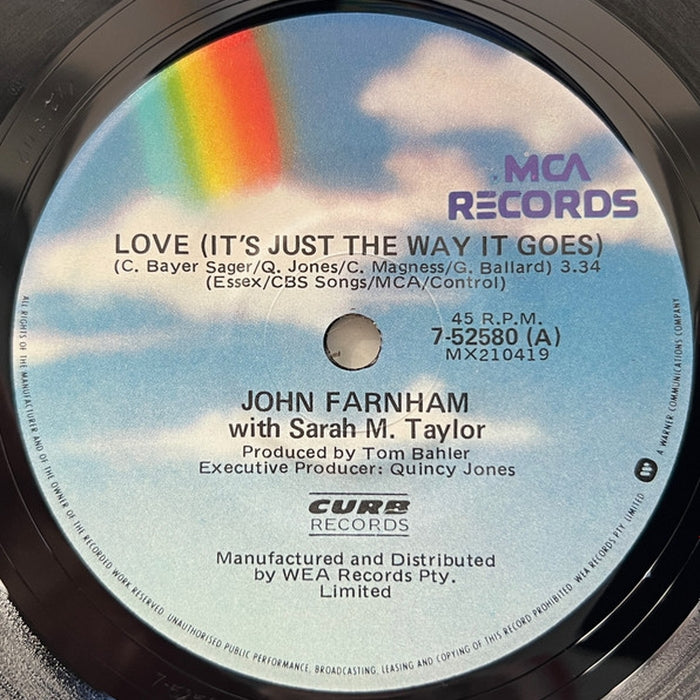 John Farnham, Sarah M. Taylor, Jimmy Buffett – Love (It's Just The Way It Goes) / Ragtop Day (LP, Vinyl Record Album)