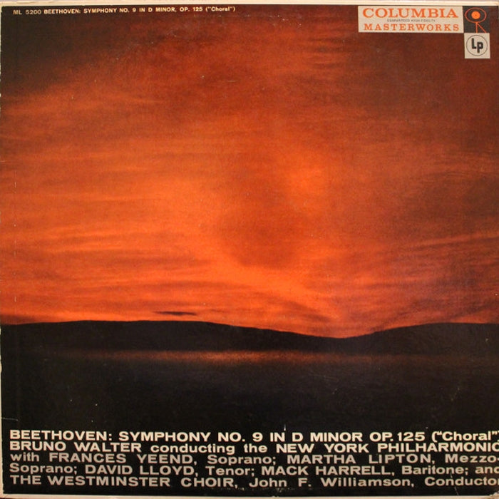 Ludwig van Beethoven, New York Philharmonic, Bruno Walter, Westminster Symphonic Choir – Symphony No. 9 In D Minor, Op. 125 ("Choral") (LP, Vinyl Record Album)