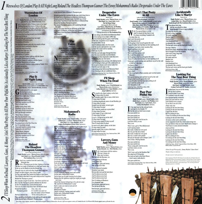 Warren Zevon – A Quiet Normal Life: The Best Of Warren Zevon LP vinyl record, image 2 of 2